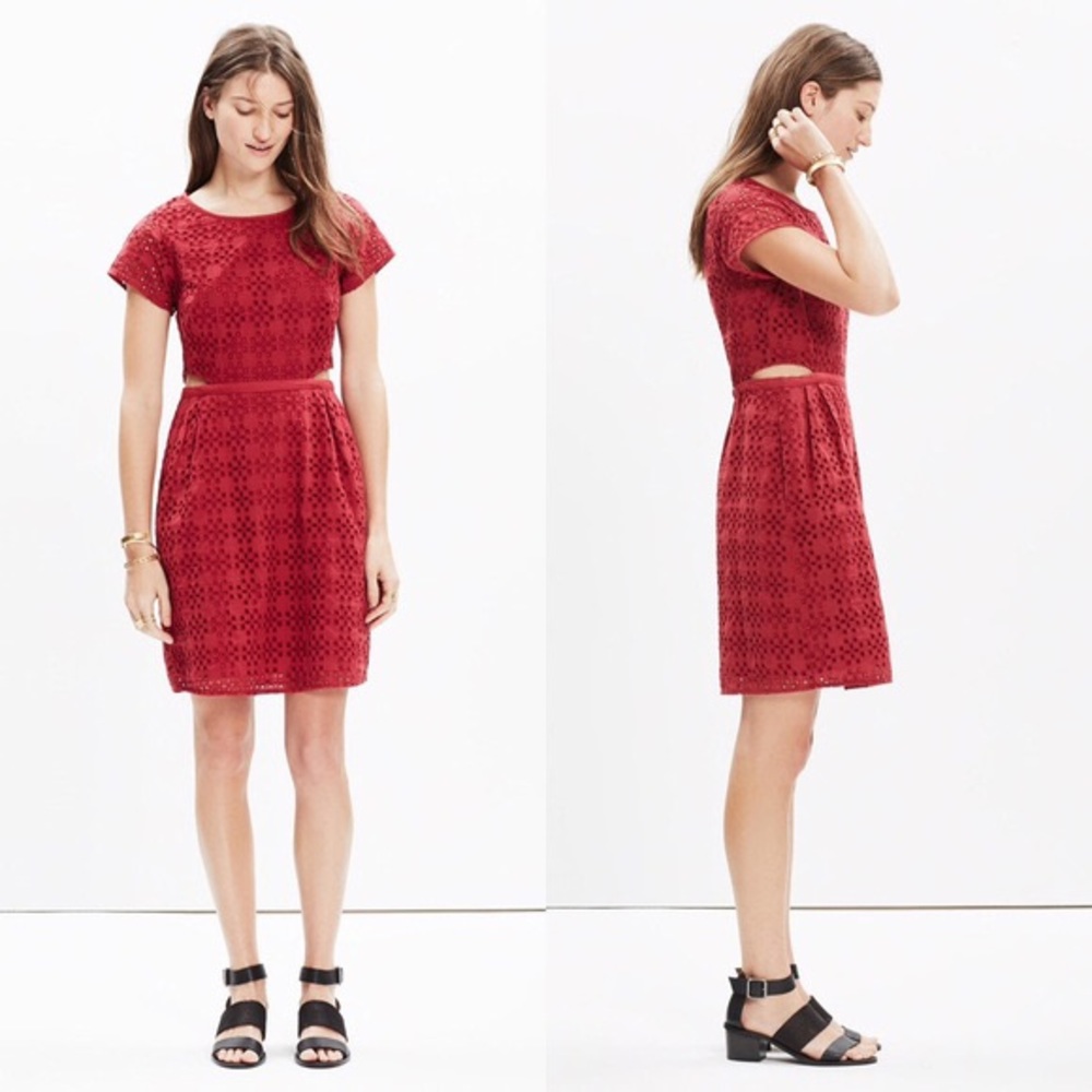 Madewell Red Eyelet Dress w/ Cut-outs